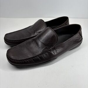 Hugo Boss Men's US 10 Dark Brown Leather Driving Loafer Moccasins Slip-On Casual